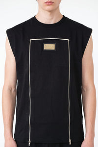 The Bondi Sculpt tank top in Black — front view (3)