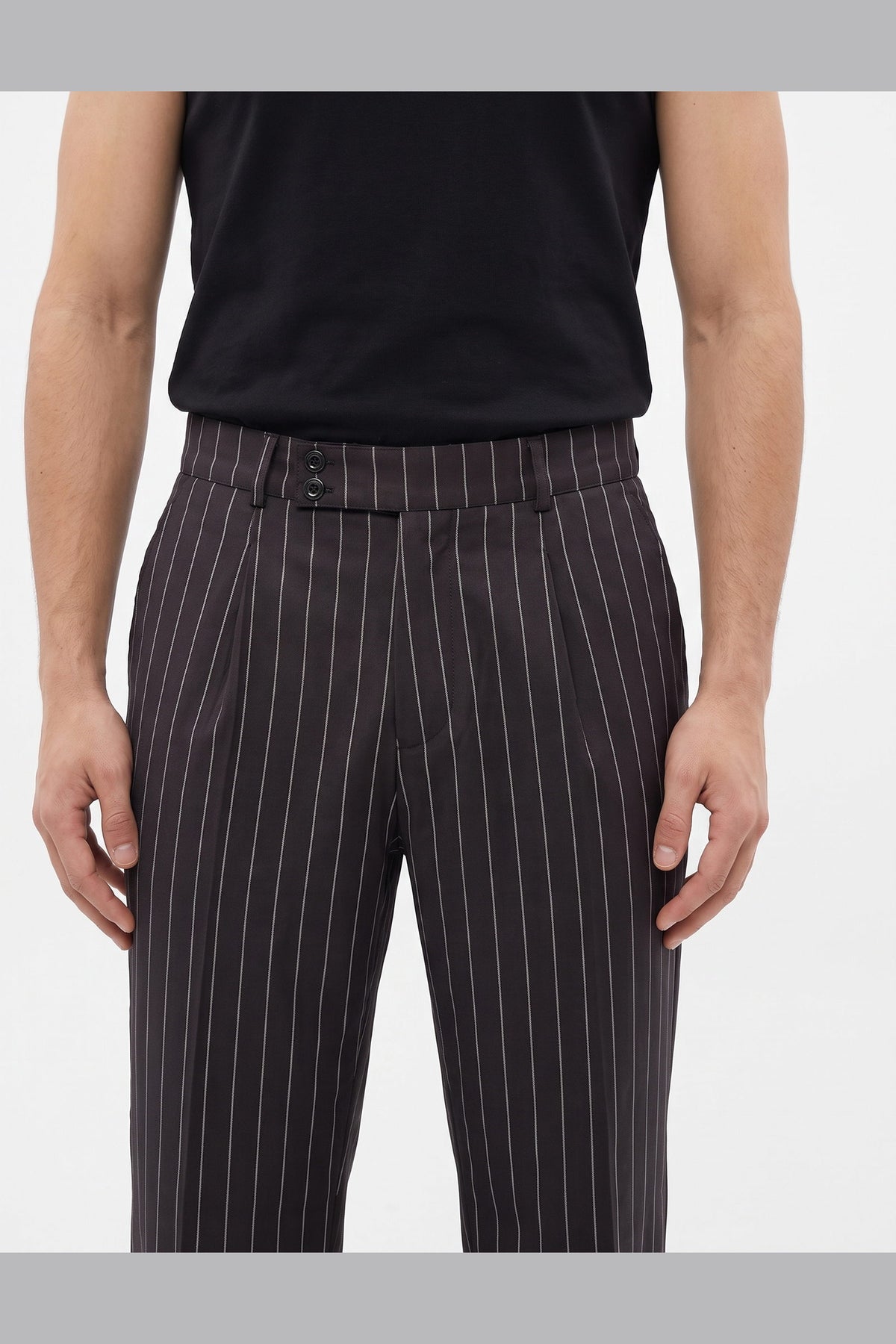 Sovereign Stripe pants in Black — fabric detail